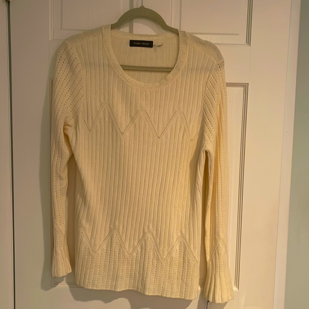 Cotton and rayon beautiful cream sweater with bell sleeves